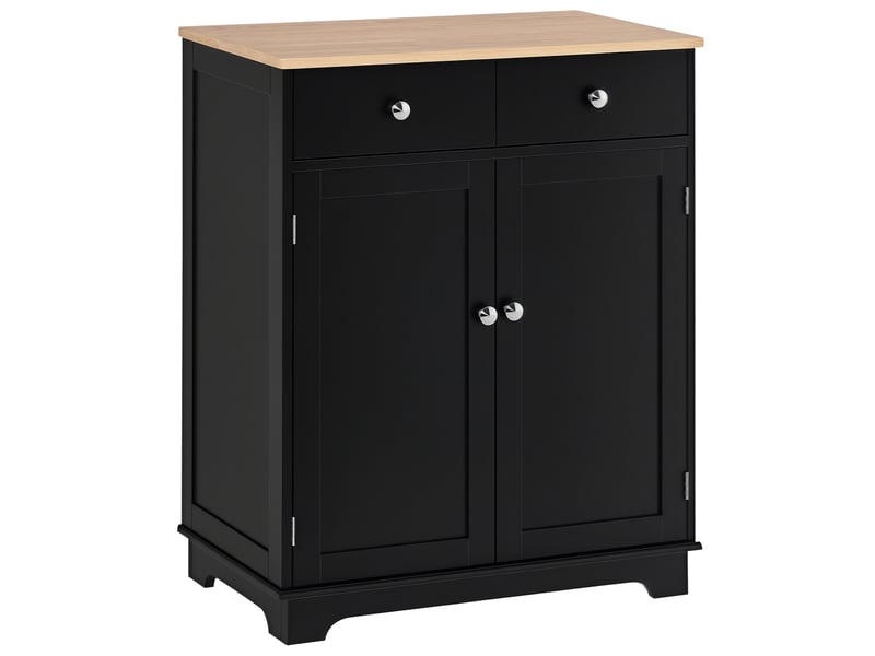  Buffet salon noir placards 2 tiroirs étagères réglables 68x40x85 cm  - Conforama A