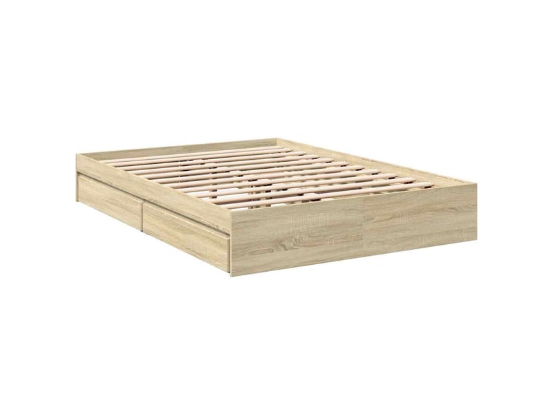 Lit double- lit adulte -  cadre de lit avec tiroirs sans matelas chêne sonoma 120x200 cm  - Conforama B