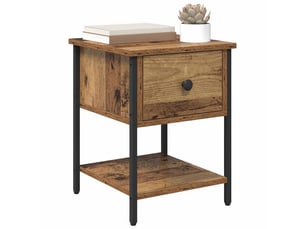 Table de chevet - cabinet de chevet - table de nuit 2 pièces bois ancien 34 x 35,5 x 45 cm