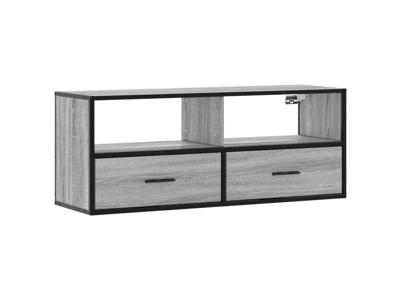  Meuble tv - banc tv - meuble de rangement sonoma gris 100x31x39,5 cm bois d'ingénierie et métal  - Conforama A