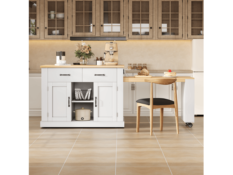  Desserte de cuisine avec table extensible et prises intégrées 132 x 60 x 93 cm evryae  - Conforama C