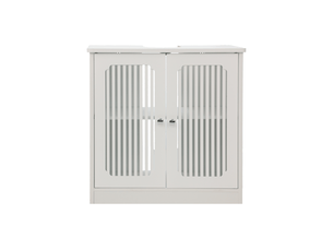Meuble sous lavabo sans lavabo sur pied avec portes persiennes blanc