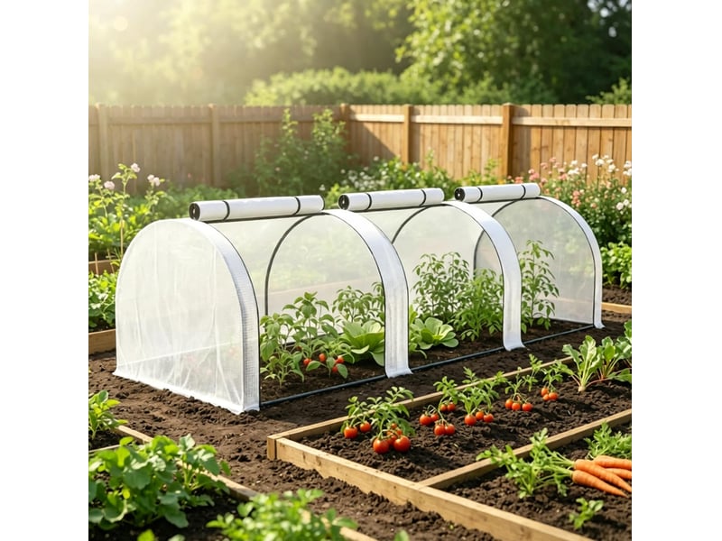 Serre de jardin modulaire 295x100x80 cm – blanche – 3 ouvertures zippées pour protéger vos cultures - Conforama B