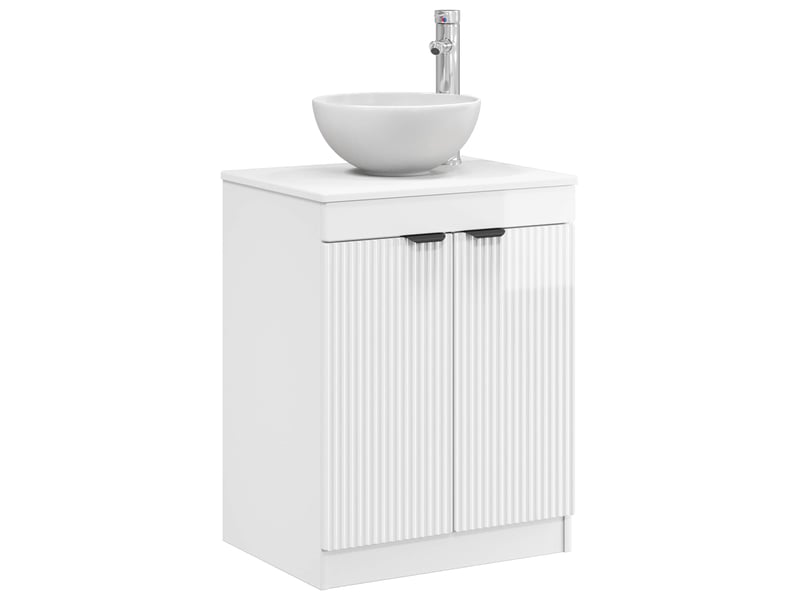  Armoire de salle de bain, meuble de rangement blanc brillant 54x41x70 cm  - Conforama C