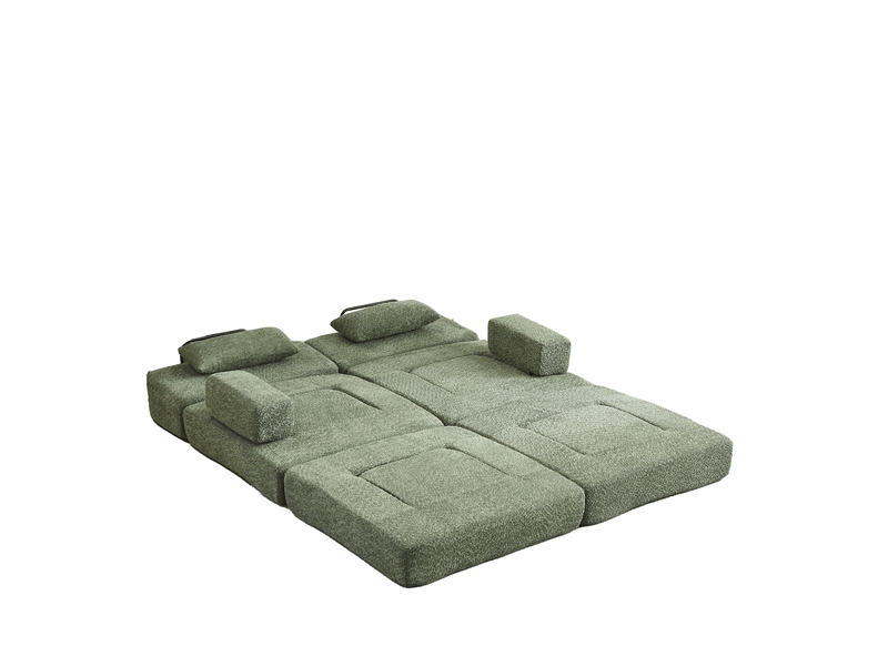  Canapé-lit modulable 1 place en chenille – vert – pliant 2 en 1 avec dossier haut et structure en fer  - Conforama D