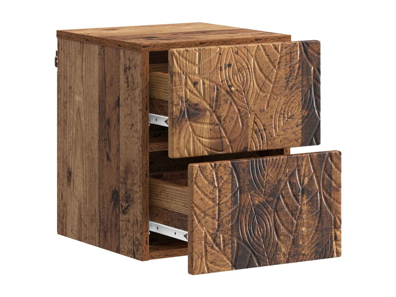  Table de chevet mural 2 pièces bois ancien 34,5 x 33 x 40 cm  - Conforama C