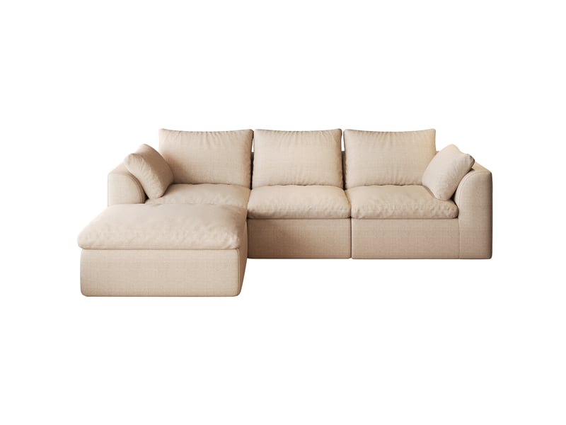  Canapé d’angle gauche 4 places en tissu kaki, 245x155x83 cm  - Conforama D