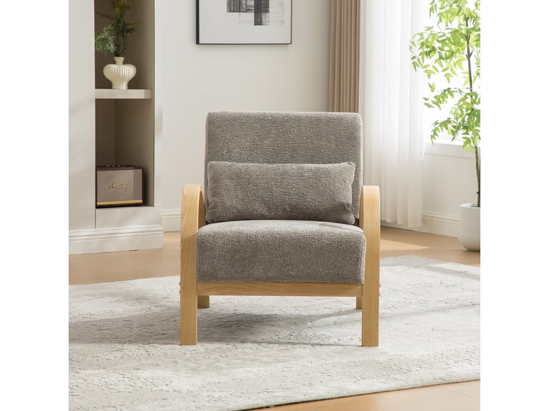  Fauteuil lounge scandinave, tissu chenille, gris, dimensions 80,5×70,5×82,5 cm  - Conforama B