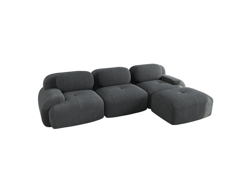 Canapé d'angle, canapé modulable, en velours tricoté, gris, sans montage, sans structure, chambre, pour salon - Conforama W