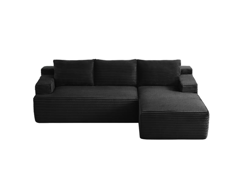  Canapé d'angle en velours côtelé 3 places, sans montage, modulaire, assise profonde, confort moelleux, design nuage  - Conforama A