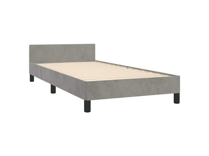 Lit simple- lit adulte -  cadre de lit sans matelas gris clair 100x200 cm velours  - Conforama C