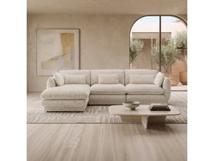 Canapé d'angle en tissu beige - angle gauche