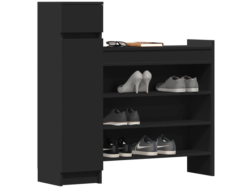  Meuble à chaussure, armoire à chaussures noir 100,5x28x100 cm bois d'ingénierie  - Conforama D