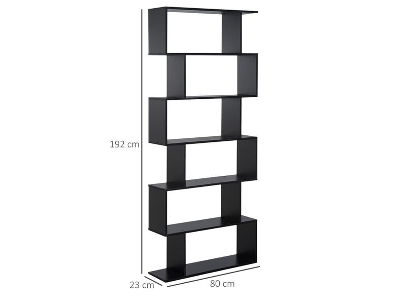  Bibliothèque étagère zig zag design contemporain 80l x 23l x 192h cm 6 niveaux noir  - Conforama E