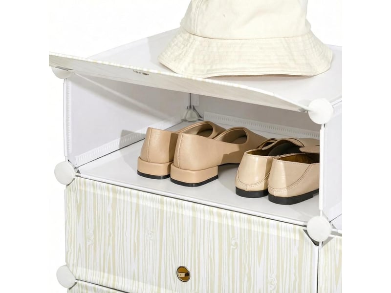  Meuble à chaussures modulable 6 cubes en plastique et acier 49x36.5x108 cm  - Conforama E