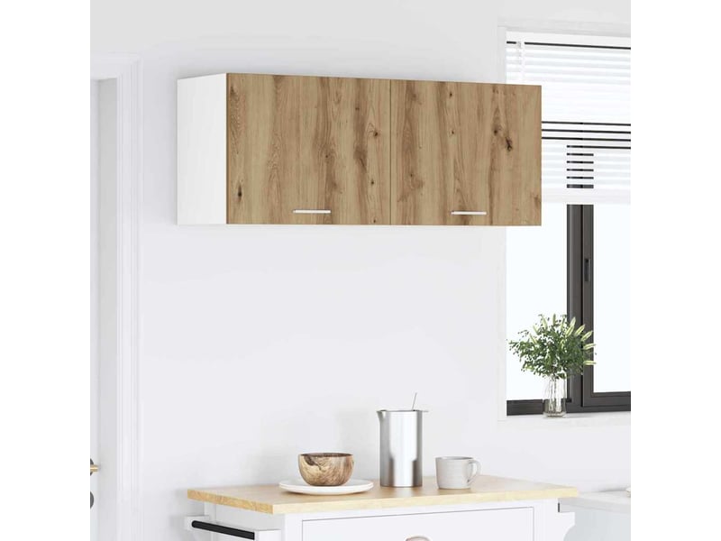 Meuble de rangement cuisine, armoire suspendue chêne artisan et blanc 50x31x40cm - Conforama D