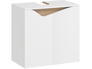 Meuble sous vasque 2 portes à fermeture douce avec rangement discret pour salle de bain blanc 60 × 35 × 57,9 cm