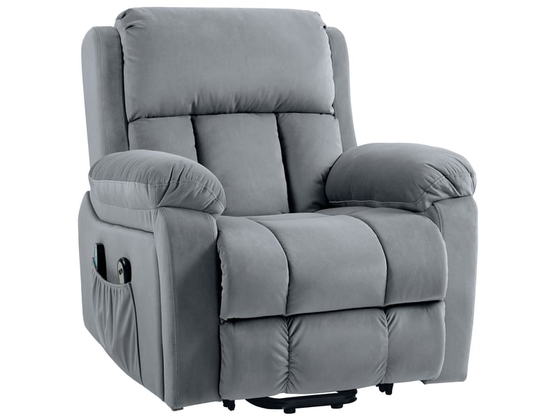  Fauteuil de salon, fauteuil releveur électrique massage, tissu polyester, 90x95x103cm, grey  - Conforama A