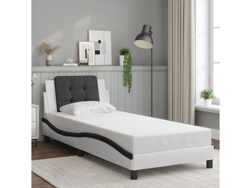  Lit simple- lit adulte -  cadre de lit avec led sans matelas zadar blanc et noir 100x200 cm  - Conforama C