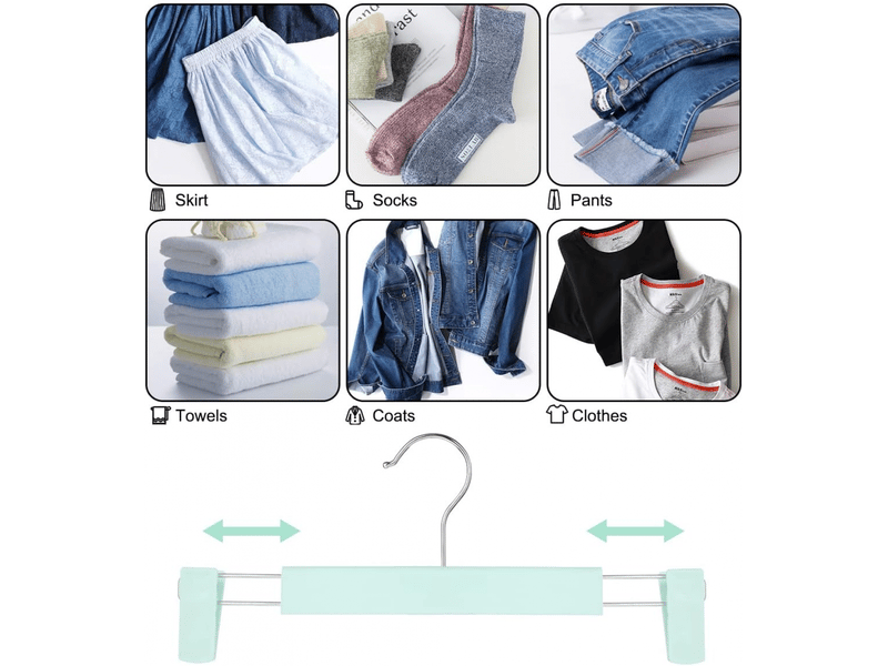  Cintres, cintres pour jupes peu encombrants avec crochets pivotants à 360°, cintres à pinces réglables, cintres pour manteaux, jeans (lot de 10, vert  - Conforama D
