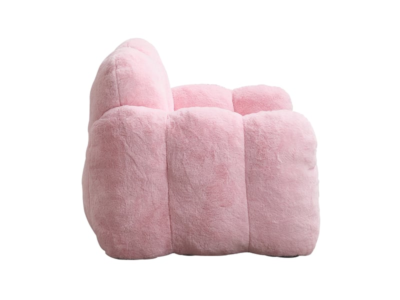  Fauteuil pouf adulte en forme de lotus, léger, sans montage et facile à déplacer, en velours rose, 90 × 105 × 75 cm  - Conforama A