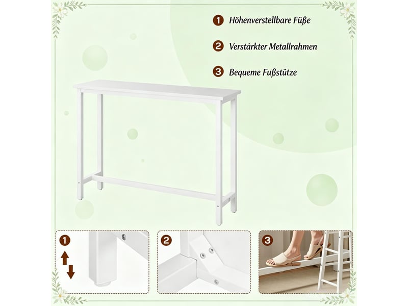  Table de salle à manger pour 4 personnes avec pieds réglables et structure renforcée, pour cuisine, 140 × 100 × 40 cm  - Conforama E