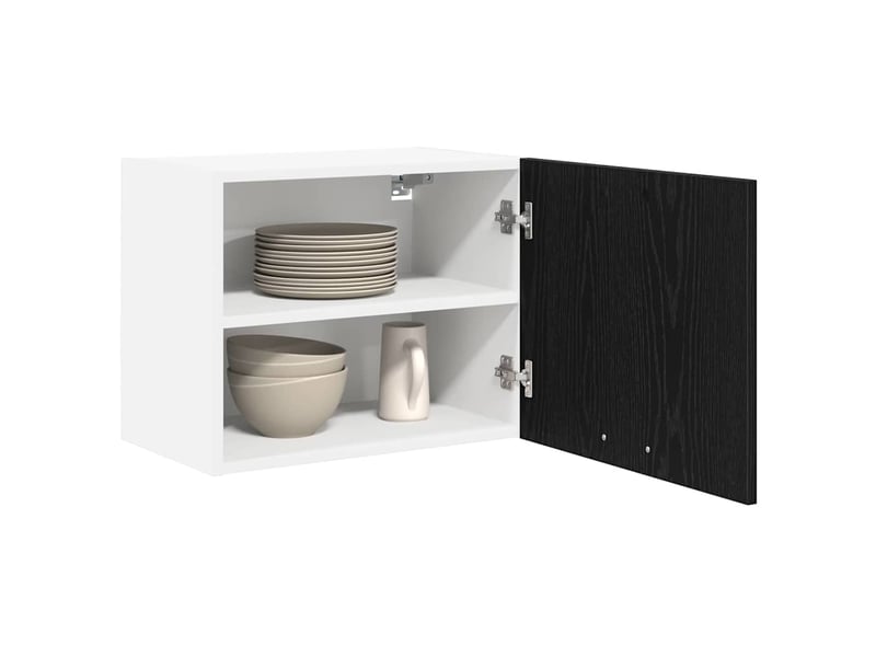  Meuble de rangement cuisine, armoire suspendue chêne noir et blanc 50x31x40cm  - Conforama C