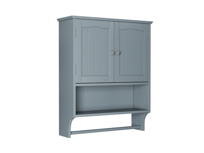 Armoire murale de salle de bains 56,8x19x70 cm gris clair avec porte-serviettes - Conforama A