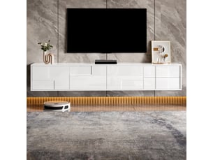 Meuble tv coloris blanc 170 cm <strong>KORFEE</strong>  <strong></strong>
