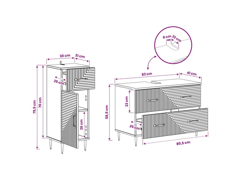  Ensemble de 2 meubles de salle de bain haarlem sonoma gris cf63173  - Conforama E