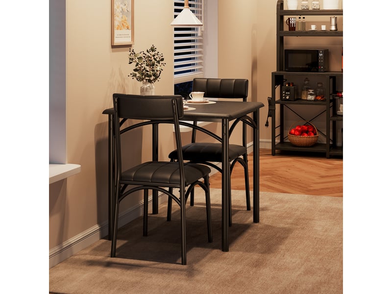  Ensemble de salle à manger 3 pièces – table carrée et 2 chaises  – pour appartement ou studio – style rustique moderne – noir cBc-IbyFStLf-c1BP-t - Conforama D