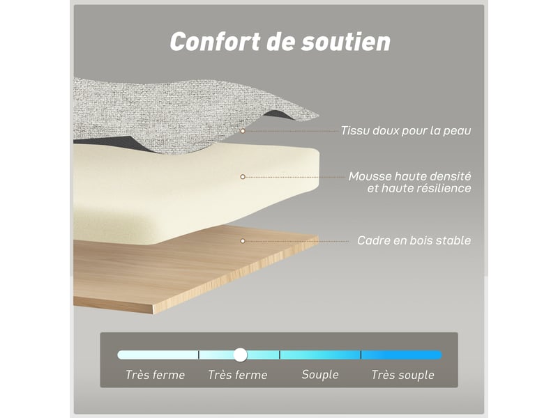  Canapé convertible 2 places 3 en 1, canapé-lit clic-clac, lit gigogne, dossier réglable, marron clair, 158x85x85cm  - Conforama R