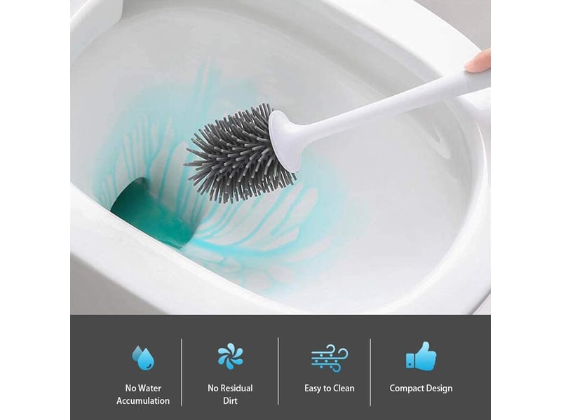  Brosse de toilette brosse wc en silicone antibactérienne balayette wc ensemble brosse de toilettes à manche long avec support hygiénique (flooring)  - Conforama D