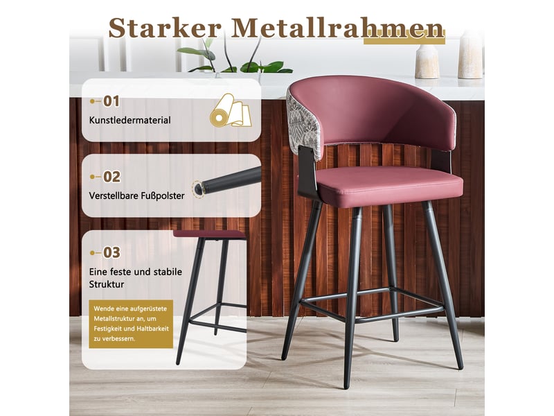  Chaise de salle à manger avec accoudoirs en similicuir pu rouge W3658P421611 - Conforama D