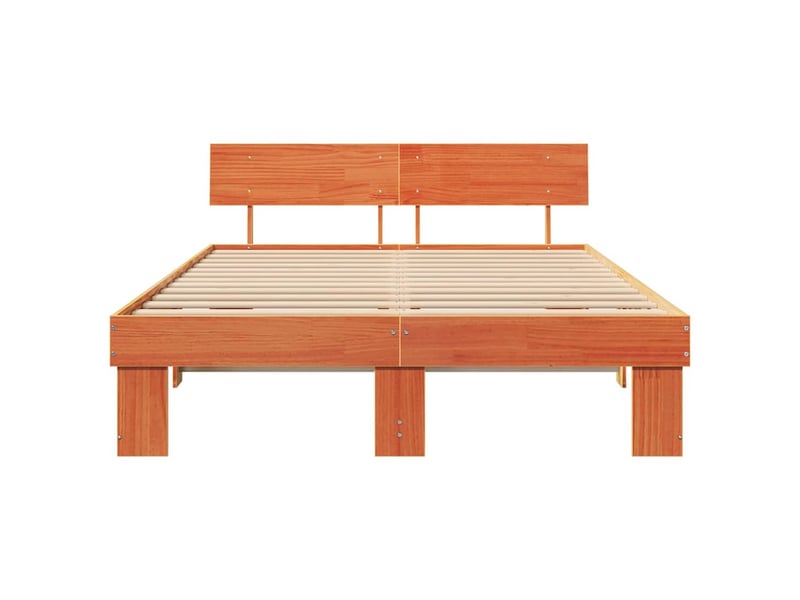  Lit double- lit adulte -  cadre de lit avec tête de lit brun  150 x 200 cm pin massif  - Conforama D