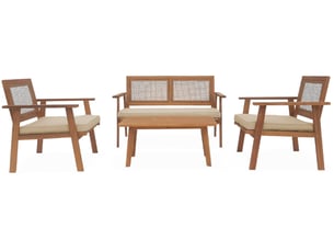 Salon de jardin. Bohémia. Cannage carré. Canapé 2 places. 2 fauteuils. 1 table basse 117x64x74 cm