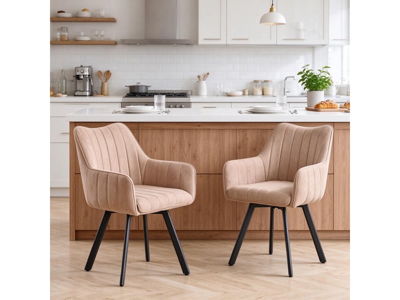 Chaise de salle à manger - chaises pivotantes modernes, lot de 2 chaises rembourrées pivotantes à 360 degrés, kaki - Conforama D