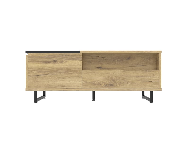  Table basse 103.5x50x27.5 cm relevable avec rangement en bois d’ingénierie coloris naturel  - Conforama A