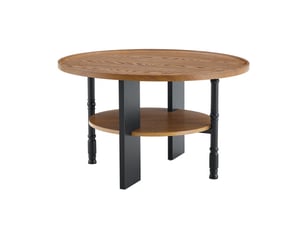 Ensemble 2 tables basses rondes 80 cm avec rangement et table d'appoint 38 cm – mdfpvc – salon et chambre – emballage