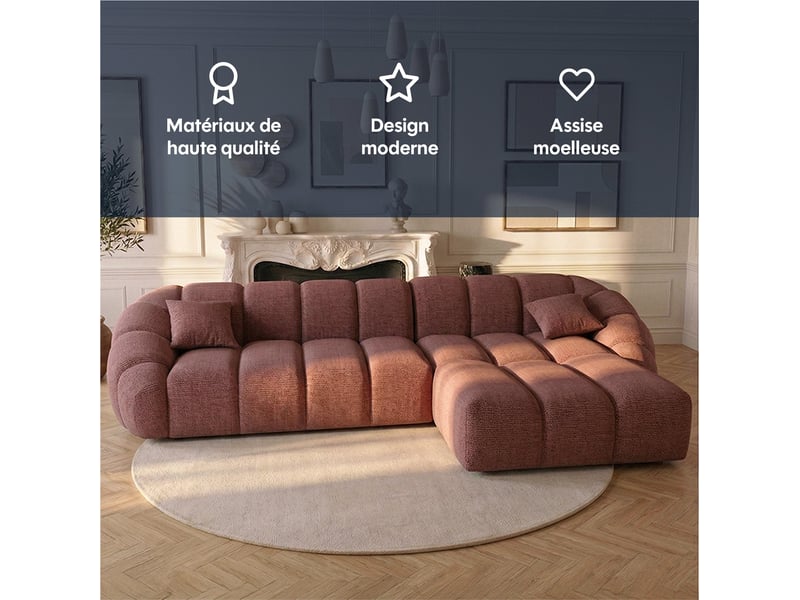 Canapé bulle angle droit en tissu chenille et bois renforcé brique - serena - morphea Serena - Conforama C