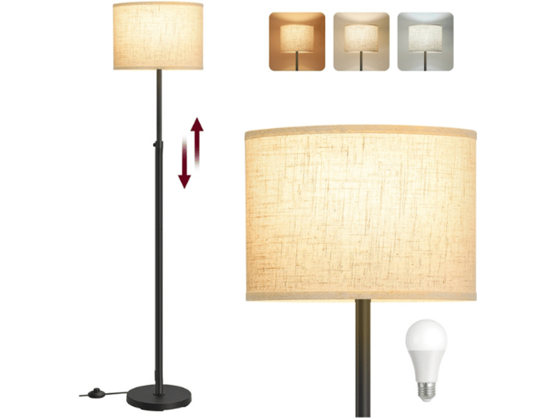  Lampadaire réglable moderne 30 x 30 x 170 cm interrupteur à pied style contemporain ambiance cosy en acier noir 12_0012271  - Conforama A