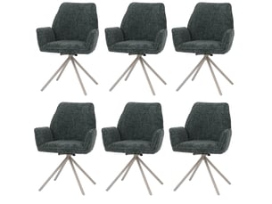 Lot de 6 chaises de salle à manger hwc-g67, pivotantes, avec positionnement automatique, en chenille métallisée (410 gm²) - piètement crème, vert