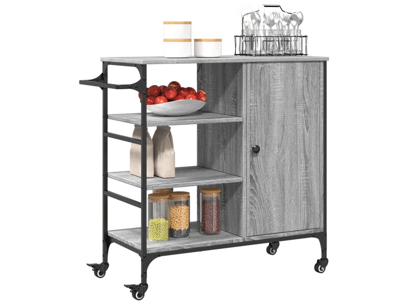  Desserte de cuisine, chariot de rangement sonoma gris 87,5x38,5x84,5cm bois ingénierie  - Conforama E