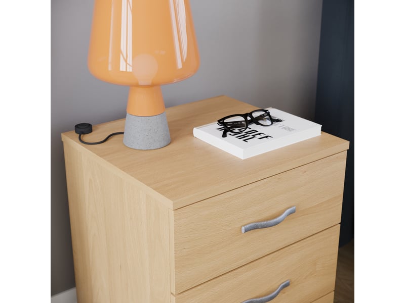  Table de chevet riano, commode de nuit, chambre, rangement, 56x40x36cm, 3 tiroirs, pin 333451 - Conforama R