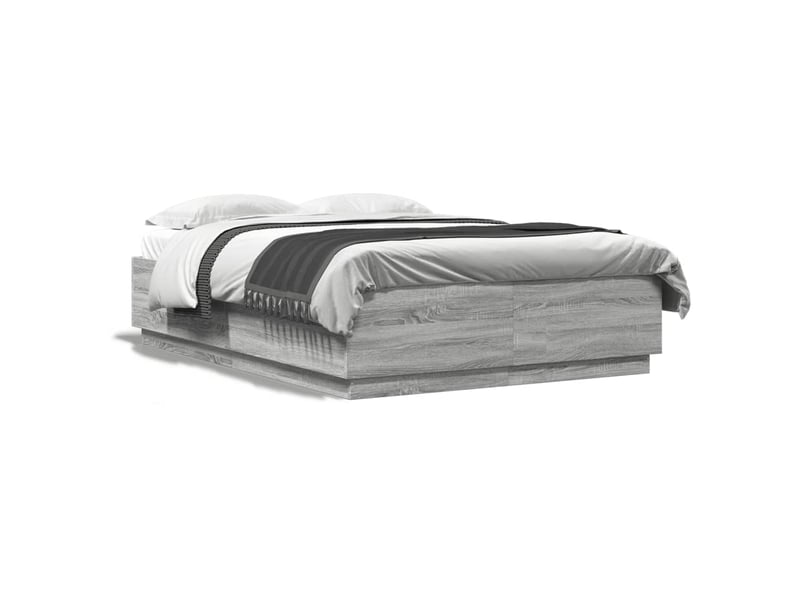 Lit double- lit adulte - cadre de lit avec led sans matelas sonoma gris 160x200 cm - Conforama D
