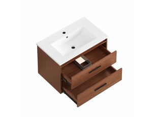 Meuble de salle de bains 75 cm brun rouge avec 2 tiroirs