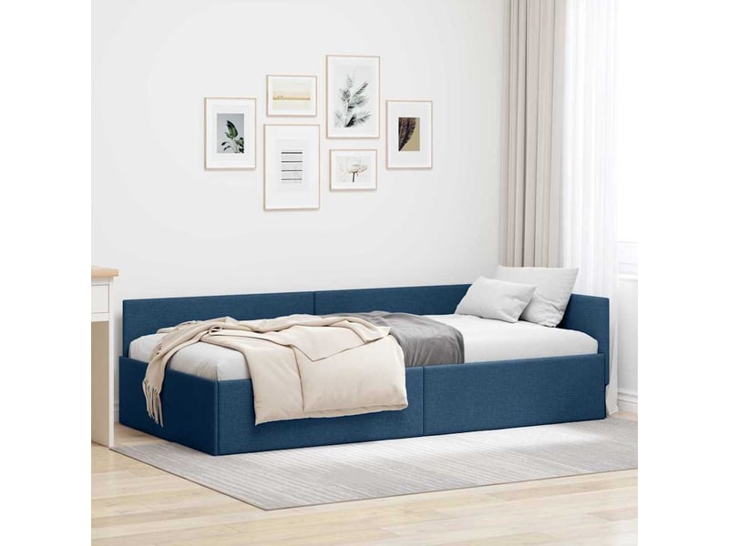 Lit adulte, lit simple, cadre de lit d'angle bleu 100cmx200cm tissu cf6823 - Conforama B