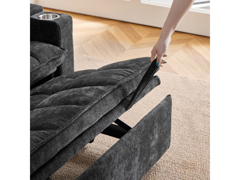 Canapé convertible 3-en-1 en chenille noir – 142 x 89 x 89 cm Fay Lum - Conforama E