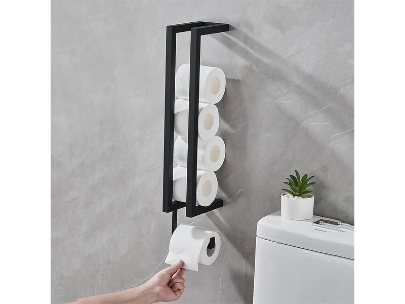  Porte-papier toilette, support de rangement pour papier toilette, porte-papier toilette mural en acier inoxydable  - Conforama D