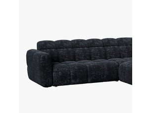 Canapé d'angle en tissu noir - angle droit